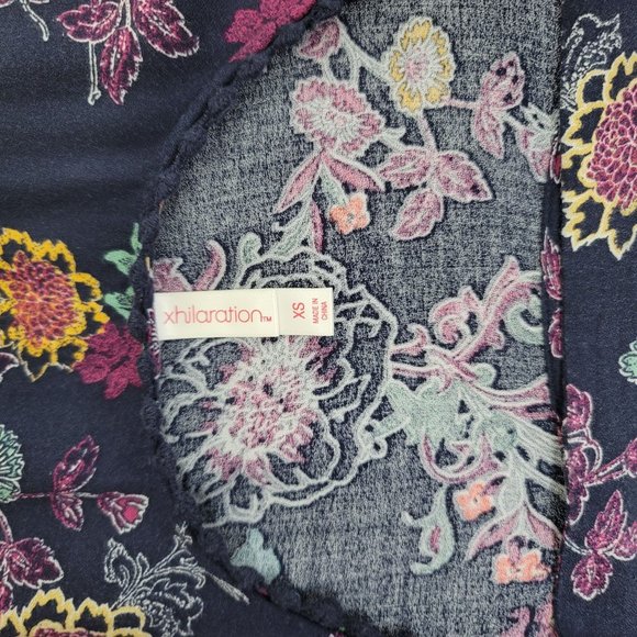 Xhiliration Blue Floral Long Sleeves Dress - Picture 11 of 14